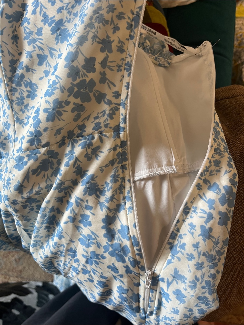 Birdy Grey Chiffon Mira Dress, Blue Dreamy Ditzy, size M - Picture 8 of 12
